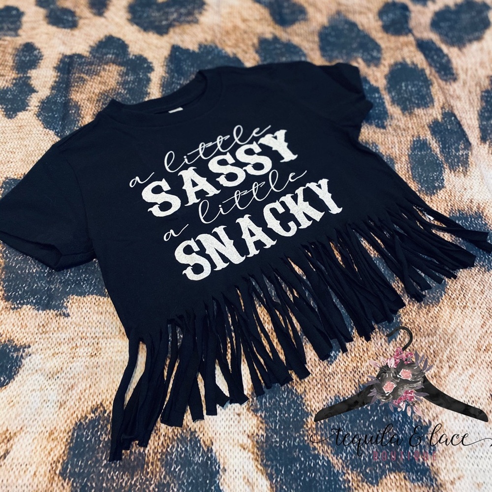 A little snacky a little sassy kids tee